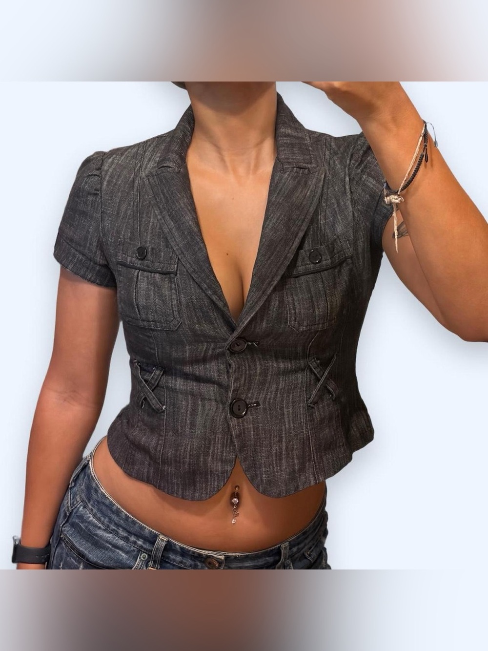 Y2K Grunge Crop Blazer Top by Flirtatious!